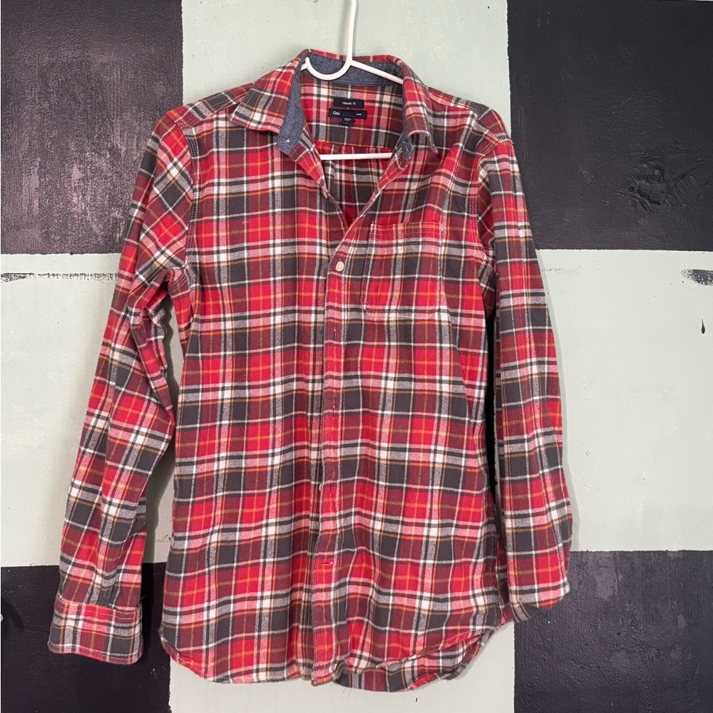 GAP Red and Gray Button Down Shirt